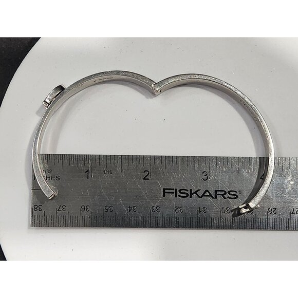 Coach Pave Signature "C" Silver-Tone Hinged Bangle Bracelet - Picture 6 of 6